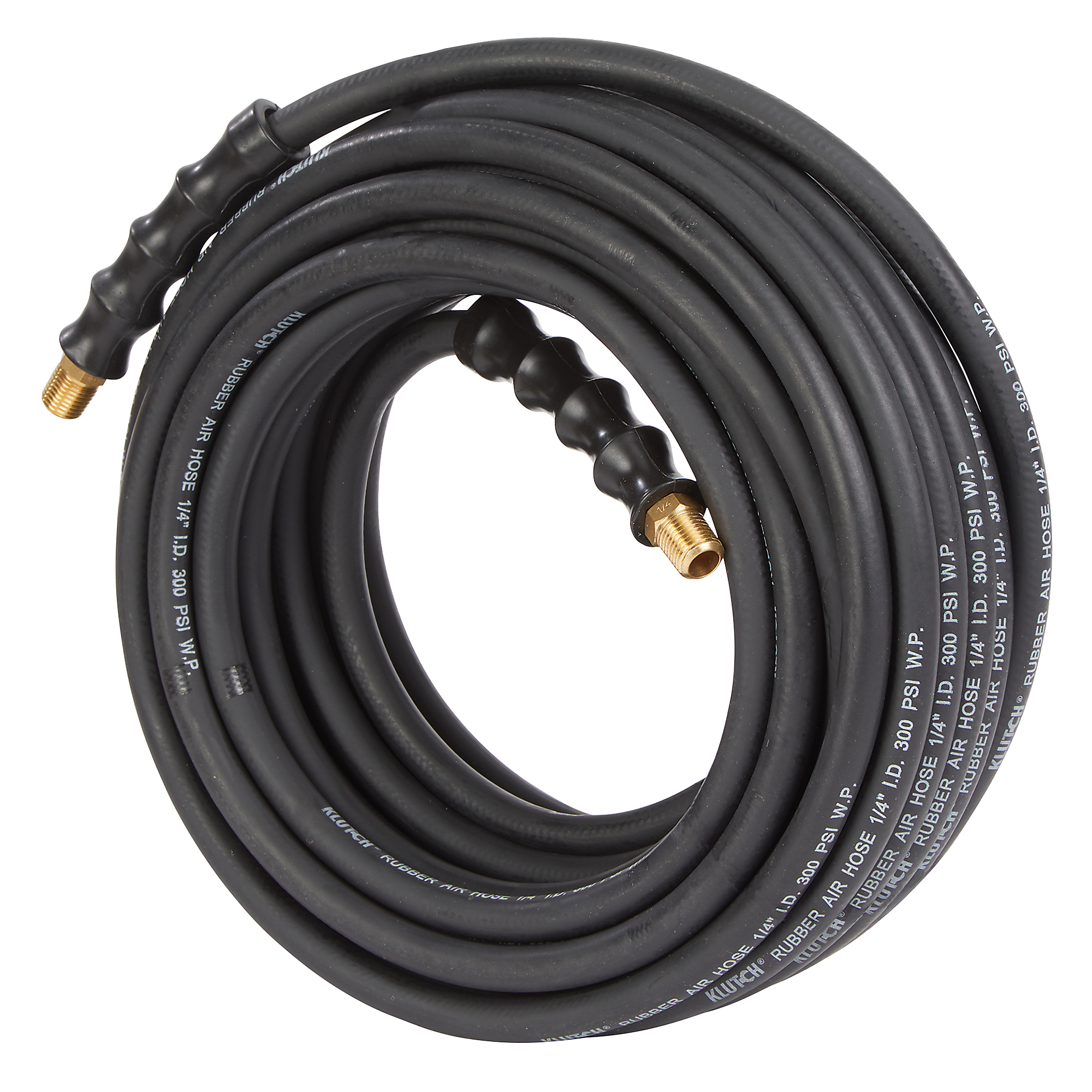 Klutch Rubber Air Hose, 1/4in. x 50ft., 300 PSI, Black